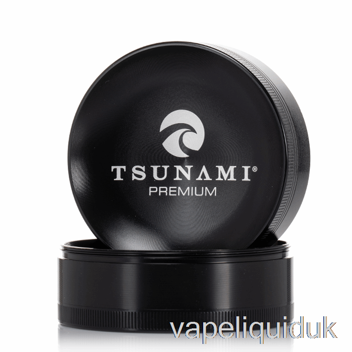 Tsunami 2.95inch 4-Piece Sunken Top Grinder Black (75mm) Vape Juice